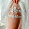 JWICOS 2Pcs Bride Wedding Lace Garters White Bridal Garter Brides Floral Leg Band Bridal Accessories for Bride and Women