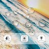 Riyidecor Stall Small Half Shower Curtain Beach Summer 36x72 Inch RV Mini Single Narrow Ocean Coastal Hawaiian Sunrise Sea Wave Seaside Scene Island Blue Cool Set Waterproof 7 Pack Hooks