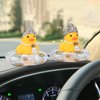 wonuu Car Duck Decoration Dashboard Ornament for Dashboard Decoration Rubber Accessories with Pearl Necklace Crown Mini Swim Ring and Sunglasses