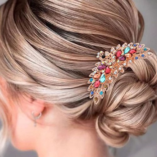 Bohend Rhinestone Hair Comb Crystal Hairpieces Wedding Hair Accessories Jewelry for Women and Girls (A-Multicolour)