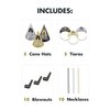 Amscan Party City New Year’s Eve 2025 Wearables and Noisemakers for 10 Guests, Party Supplies, Black, Gold and Silver, 30 Piece