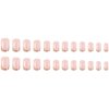24 Pcs Golden French Tip Fake Nails Short Square Press on Nails with Pink Glossy Design Chrome Acrylic False Nails Reusable Glue on Nails Full Cover Stick on Nails for Women Girls Nail Accessories