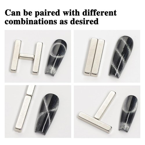 JERCLITY 4 Pieces Mini Cat Eye Magnet for Nails Small Rectangular Nail Magnet Set Multi-Function Magnet Board Nail Magnet Tool for Cat Eye Gel Polish Nail Art（Length 0.9inch/0.39inch）