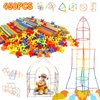 Creative Straw STEM Building Toys 450Pcs Aged for 3-5 5-7 Preschool Kids Constructor Toy Thin Tube Toy DIY Educational Interlocking Plastic Engineering Toys Kit for Boys and Girls