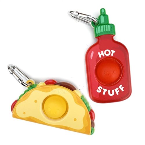 Top Trenz OMG Pop Fidgety Bubble Fidget Toy Stress Relief Anxiety Boredom Keychain (BFF - Hot Sauce)