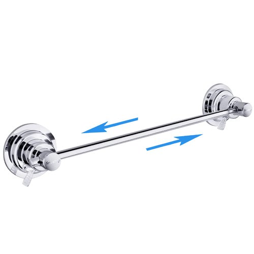 Sneatup Suction Cup Extendable 17-28" Stainless Steel Towel Bar (Chrome Plating)