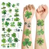 10 Sheet Cute Lucky Four Leaf Temporary Tattoo Stickers Men Women Girls Makeup Festival Carnival Birthday Party Fake Body Tattoos for St Patrick's Day Theme Face Tattoos Body Tattoos