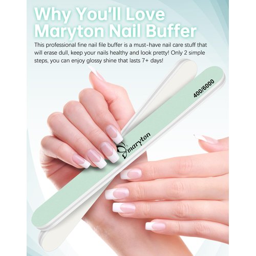 Maryton Nail Buffer and Shine Kit - 10pcs Nail Shine Buffer Blocks for Natural Nails Polisher Fingernail Buffer Buffing File 400 6000 Grit