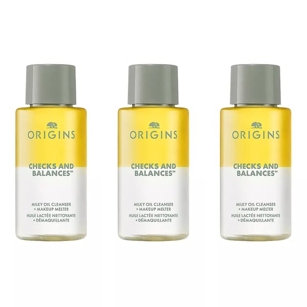 Origins Checks And Balances Milky Oil Cleanser & Makeup Remover Malt Travel Size Pack of 3 1oz each