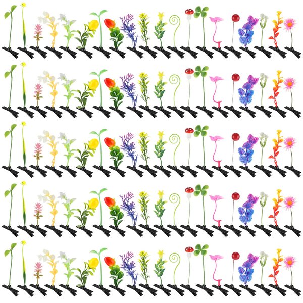 Tigeen 100 Pieces Assorted Plant Hair Clip Funny Plant Hairpins Plant Clips Flower Hair Accessories Barrettes Headwear for Women Girls Party