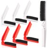 Baderke 6 Pcs Folding Compact Hair Brush/Comb Travel Set Including Fine Tooth Comb and Bristle Brush for Salon Women Men Kids, Double Head (White, Red)