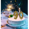 Qj-solar Gold 90th Birthday Candles,Number 90 Cake Topper for Party Decoration