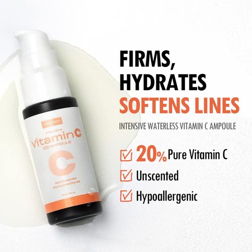 VEGREEN Intensive Waterless Pure Vitamin C Face Serum Ampoule Korean Skin Care | Glass Skin Ampoule Serum Skin Barrier Repair | Age-Defying & Skin Brightening Serum w/Chamomile Extract 1.01 fl oz