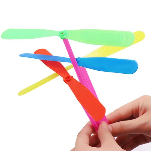 DOYIFun 40 Pcs Plastic Dragonfly Toy Bamboo-Copter Bamboo Dragonfly Toy Multi-Colored Great Party Favors for Kids