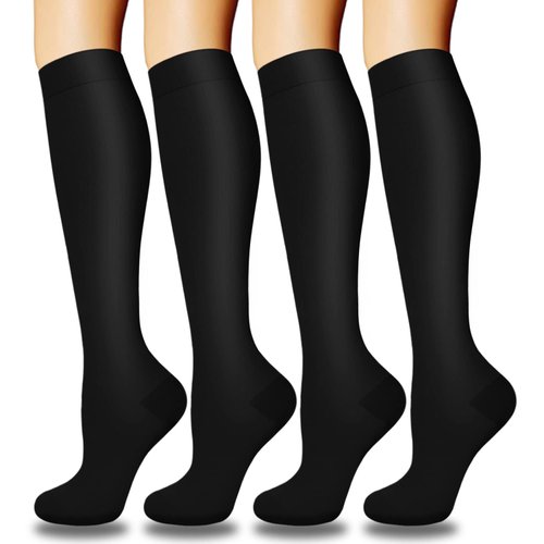 Aoliks Black Compression Socks for Women & Men 15-20 mmHg - Best Support for Nurses,Running,Hiking(L/XL)