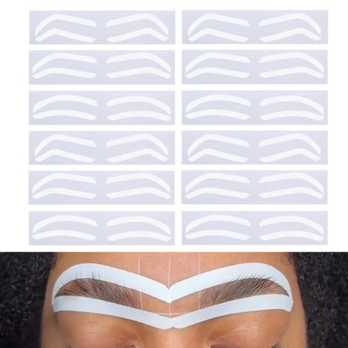 12pairs Disposable Airbrush Brow Sticker Microblading Eyebrow Stencil Brow Guide Auxiliary Template Brow Shape Tapes Makeup Tool (Type A)