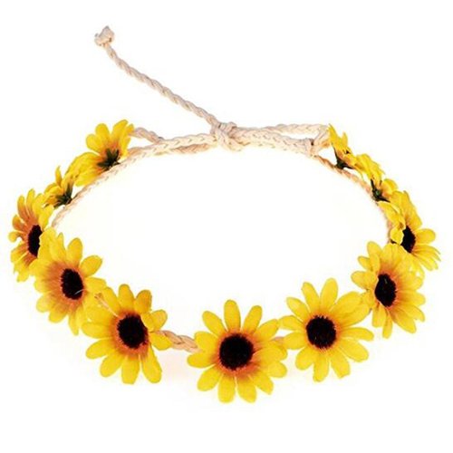 3PCS Daisy Flower Headband Stylish Sunflower Crown Bridal Wedding Hair Wreath Festival Bohemia He...