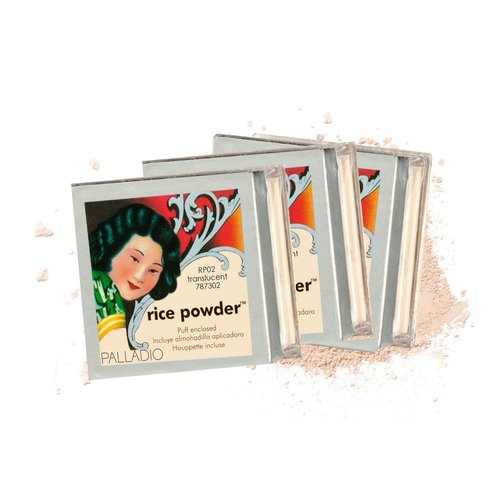 Palladio Rice Powder Loose Setting Powder Absorbs Oil Leaves Face Looking and Feeling Smooth Helps Makeup Last Longer For a Flawless Fresh Look Pack, Translucent, 1 Count, (Pack of 3)