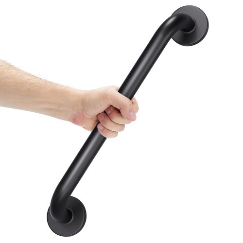 AmazerBath Shower Grab Bars for Seniors Anti Slip, Bath Safety Grab Bar for Needy, Stainless Steel Bathroom Safety Grab Bars, Thickened Bar Bigger Base Holds 500LBS, 16" L x 1" D, Black