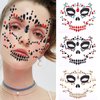 Halloween Face Jewels Tattoo Stickers Skull Rhinestone Stickers Ghost Face Makeup Acrylic Gems Stickers Day of the Dead Crystal Glitter Supplies Día De La Muerte Diamonds Face Stick Gem 3Sheets