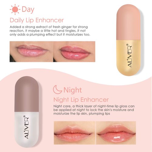 sefudun Lip Plumper Gloss - Natural Lip Plumper,Plumper Set Contains Day and Night Lip Gloss -Clear Lip Plump Gloss (clear)