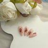 24 Pcs Stiletto Press on Nails Medium Almond Fake Nails with Glue Nude Full Cover False Nails with Pearl Strawberry Pattern Designs Glossy Stick Acrylic False Nail Kit Cute Glue on Nails for Women