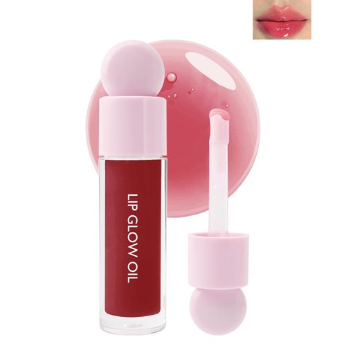 Lip Glow Oil,Hydrating Shiny Red Clear Lip Gloss Liquid Lipstick,Glow Reviver Fat Lip Oil Lipgloss,Long Lasting Moisturizer Toot Plumping Lipstain Lip Tint Stain, Makeup Gift for Women Girl-03