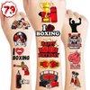 8 Sheets (79PCS) Boxing Gloves Temporary Tattoo Theme Birthday Party Decorations Favors Supplies Decor Stickers for Boys Girls Kids Gifts Classroom School Prizes Rewards