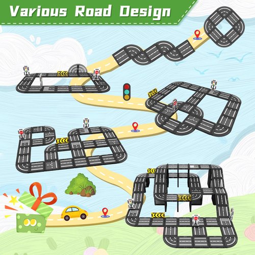 Magnetic Tiles Road Set, Magnet Tiles for Kids Ages 3-5 4-8 5-7, Magnetic Building Blocks Montessori Educational STEM Creativity Toys 3+ Year Old Boys & Girls Toddlers Kids Christmas Birthday Gifts