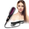Doortian Mini Hair Straightening Iron with Built-in Comb for travel, Portable Hair Straightener Brush, Ionic Hot Comb Straightener for Women (Rose Gold)