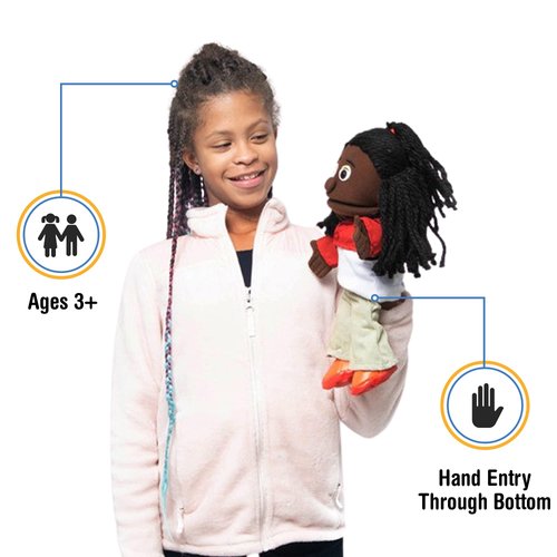 14" Sierra, Black Girl, Hand Puppet