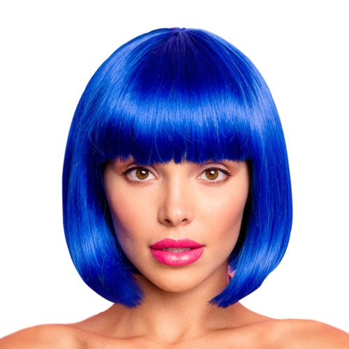 YOUNIGA Blue Bob Wig With Bangs 12 Inch Royal Blue Wig Short Synthetic Fiber Bob Wigs for Women Short Bob Wigs and Halloween Cosplay Bob Wig for Girl Colorful Costume Wigs With One Cap (Blue)