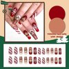 YOSOMK Christmas Press on Nails Medium Square Fake Nails with Snowflake and Gingerbread Man Designs Matte Full Cover False Nails Cute Red Glue on Acrylic Nails for Women and Girls