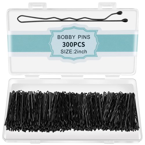 300 Pcs Bobby Pins Black, Black Hair Pins for Women Girls and Kids, Invisible Wave Hair clips Bulk with Storage box, Pain-Free Hairpins（2 Inch Black）
