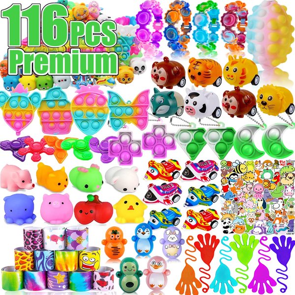 116 Pcs Party Favors for Kids 4-8, Pop Fidget Bulk Toys, Pinata Goodie Bag Stuffers, Treasure Box Toys, School Classroom Rewards, Treasure Chest Prizes, Goody Bag Filler