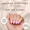 Glamnetic Press On Nails - Think Pink | Solid Opaque Light Pastel Pink Short Oval Nails, Reusable | 15 Sizes - 30 Nail Kit
