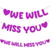 WLPHHM We Will Miss You Banner Glitter Bunting for Graduation Retirement Party Decorations，Graduation Party Going Away Party Office Work Party Farewell Party Decorations Supplies(Purple)