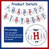 Fighter Pilot Happy Birthday Banner, Red and Blue Fighter Jet/Airplane/Aircraft/Air Force Bunting Garland, Aviator Aviation Themed Birthday Party Decoration Supplies