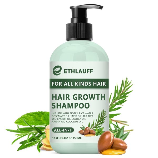 Rosemary Biotin Shampoo for Thinning Hair - Vegan Volumizing Shampoo for Fine Hair with Biotin and JOJOBA Oil, Hair Growth Shampoo For Hair Loss- Free from Sulfate, Silicone, and Paraben 11.8 oz