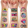 53 PCS 80s Temporary Tattoos, Retro 1980s Hip Hop Party Birthday Decorations Fake Game Console Recorder Tattoo Body Sticker for 80s Birthday Party Favors Supplies Kids Boys Girls Party Bag Filler