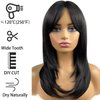 MIMISERVICE Long Black Wigs for Women,Black Wigs with Bangs Layered Shoulder Length Synthetic Wig for Daily Party (20 inch)