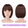 HSPJHTM Brown Bob Wigs,Short Bob Hair Wigs 10" Straight with Thick Bangs Synthetic Colorful Cosplay Daily Party Wig for Women Natural (Free Wig Cap)