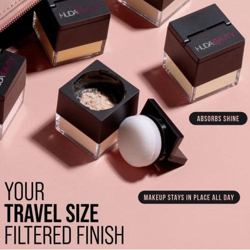 Huda Beauty MINI Easy Bake Loose Baking & Setting Face Powder Shade PEACH PIE (Mini Size 0.21 oz / 6 g)