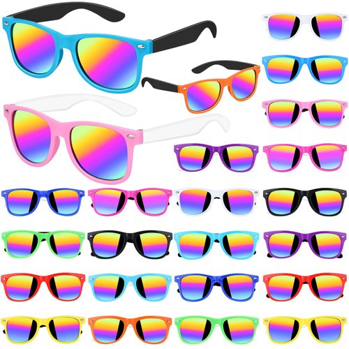 Gifts2U Kids Sunglasses Bulk Party Favors for Kids Ages 3-8, 24 Pack Rainbow Neon Sunglasses for ...