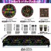 Glow Neon Party Supplies - Neon Balloon, Glow in the Dark Happy Birthday Banner, Hanging Swirls, Cake Topper, Tablecloth, Plates, Napkins, Cup for Blacklight Party Decorations, Serves 20 Guest