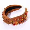 NVENF Thanksgiving Headband for Women Beaded Turkey Fall Headband Accessories Jeweled Pearl Rhinestone Knotted Headband Autumn Fall Thanksgiving Hair Accessory Outfits Holiday Gifts (Turkey 4)