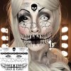 4 Sheets Scary Halloween Face Temporary Tattoos, 3D Halloween Face Tattoo Spider Temporary Face Tattoo Kit For Kids Girls Boys Adults, Dia de los muertos Day of the Dead Makeup Face Tattoos