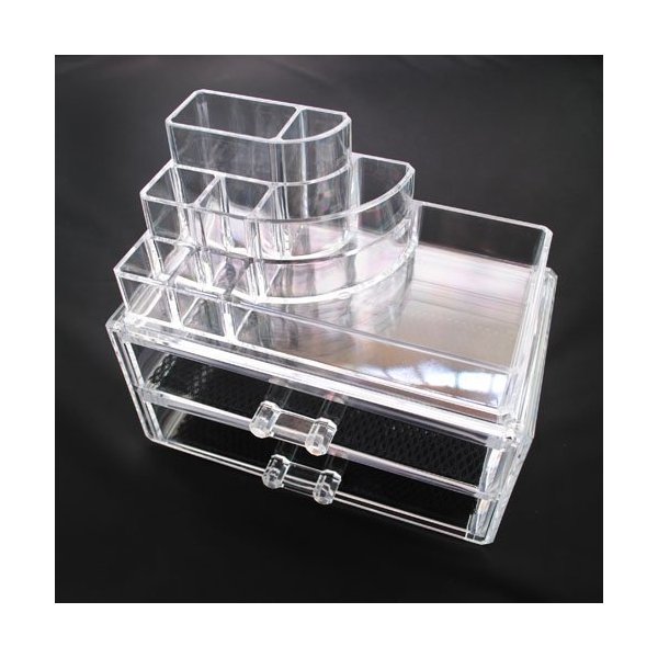 Luxury Acrylic Cosmetic Organizer Makeup Box 2 Drawers 1065*** Top and Bottom Set