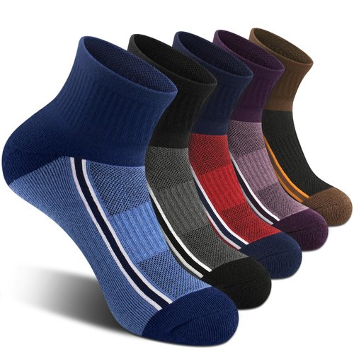 Gonii men ankle socks for men athletic running Cushion Quarter Socks 5 Pairs