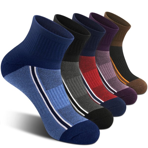 Gonii men ankle socks for men athletic running Cushion Quarter Socks 5 Pairs